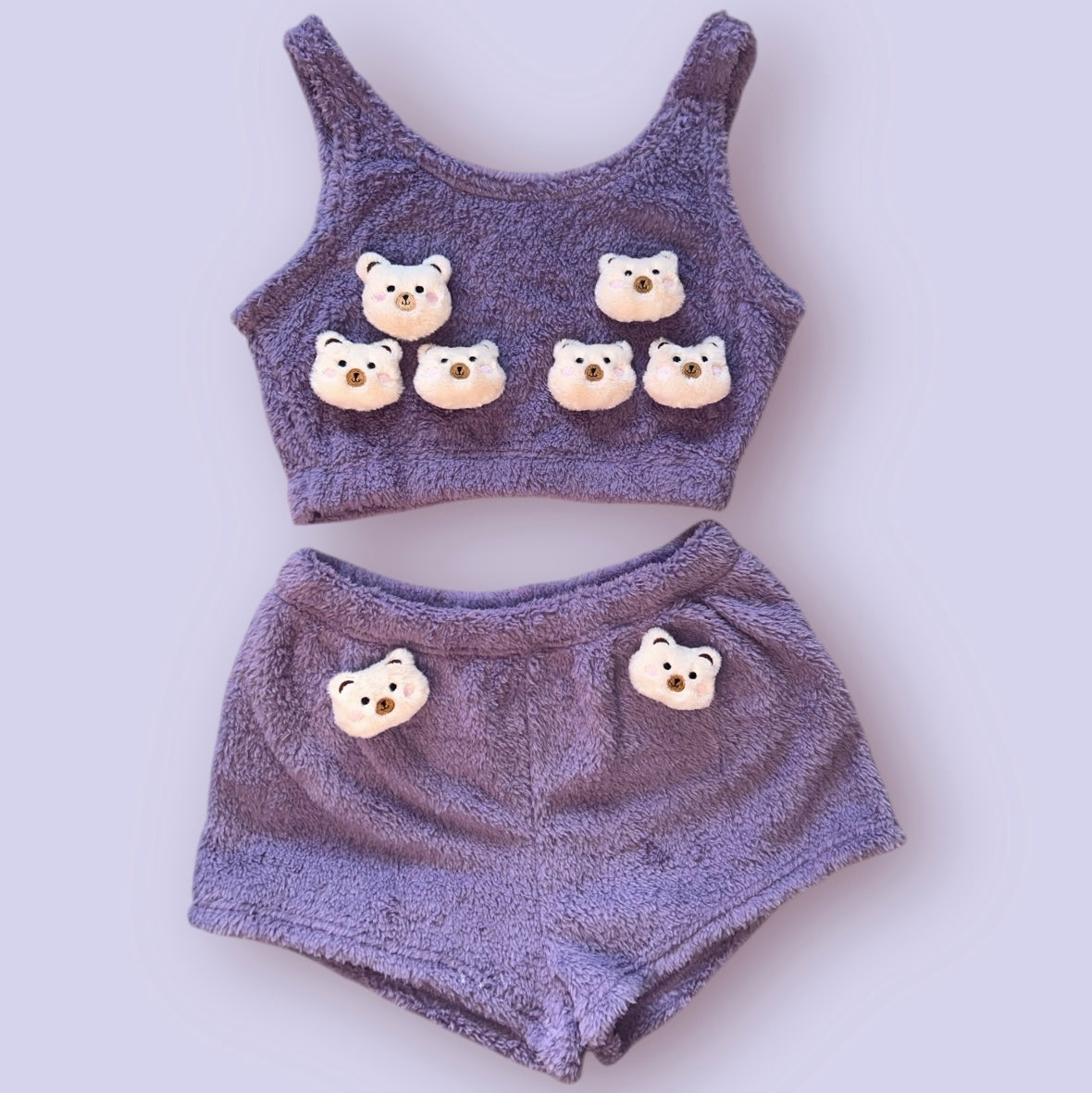 Purple Animals Fluffy Loungewear Set