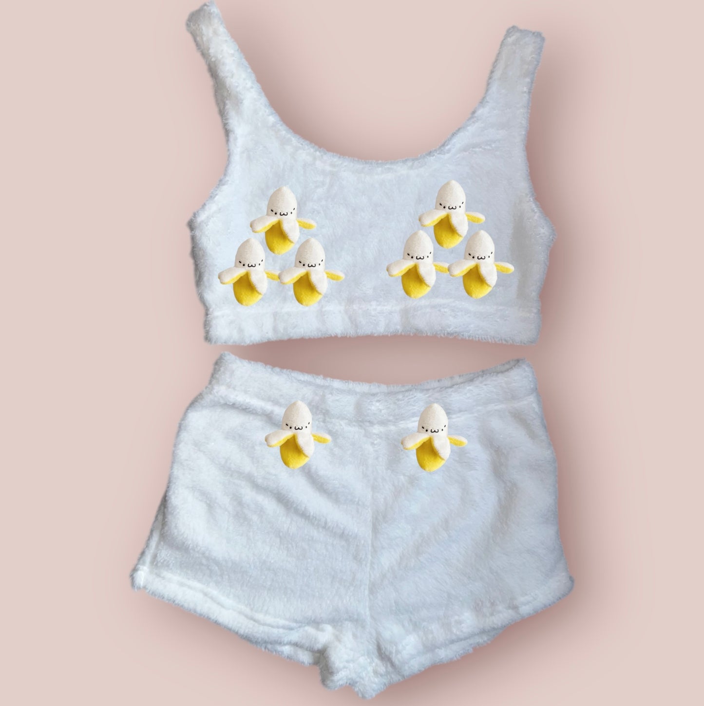 White Fruit Fluffy Loungewear Set