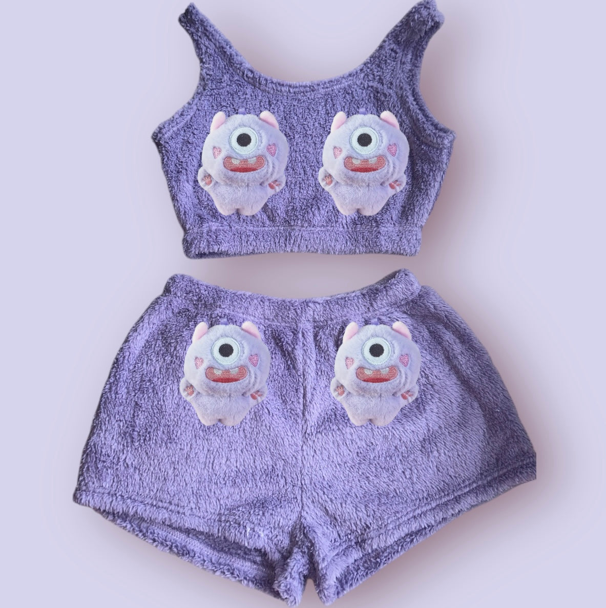 Purple Animals Fluffy Loungewear Set