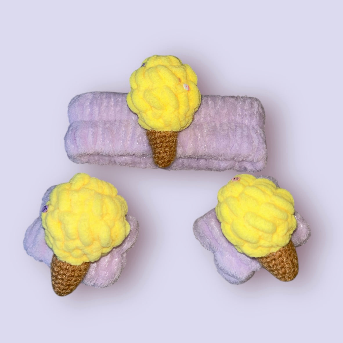 Purple Ice Cream Spa Headband & Wristbands Set