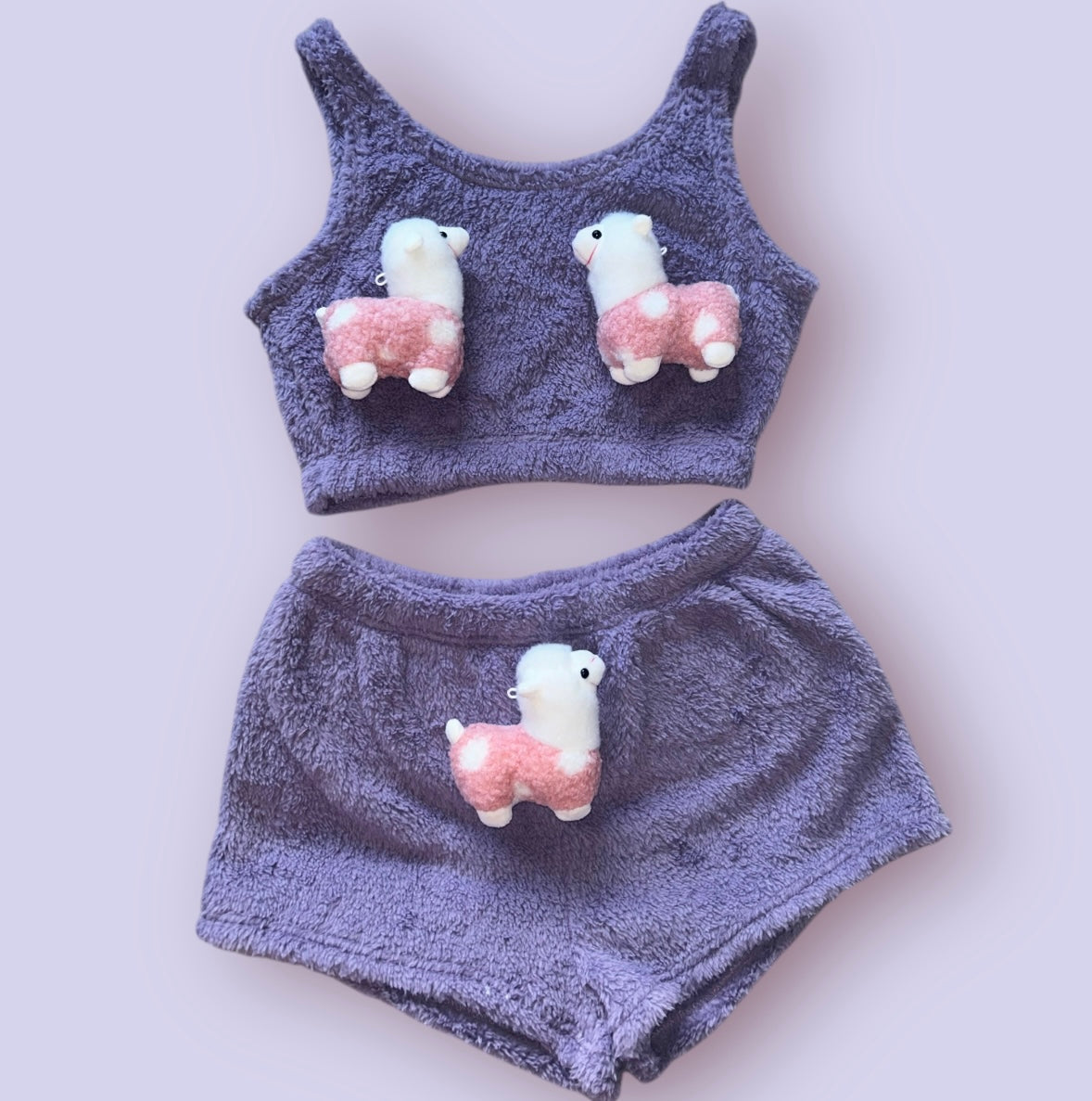 Purple Animals Fluffy Loungewear Set