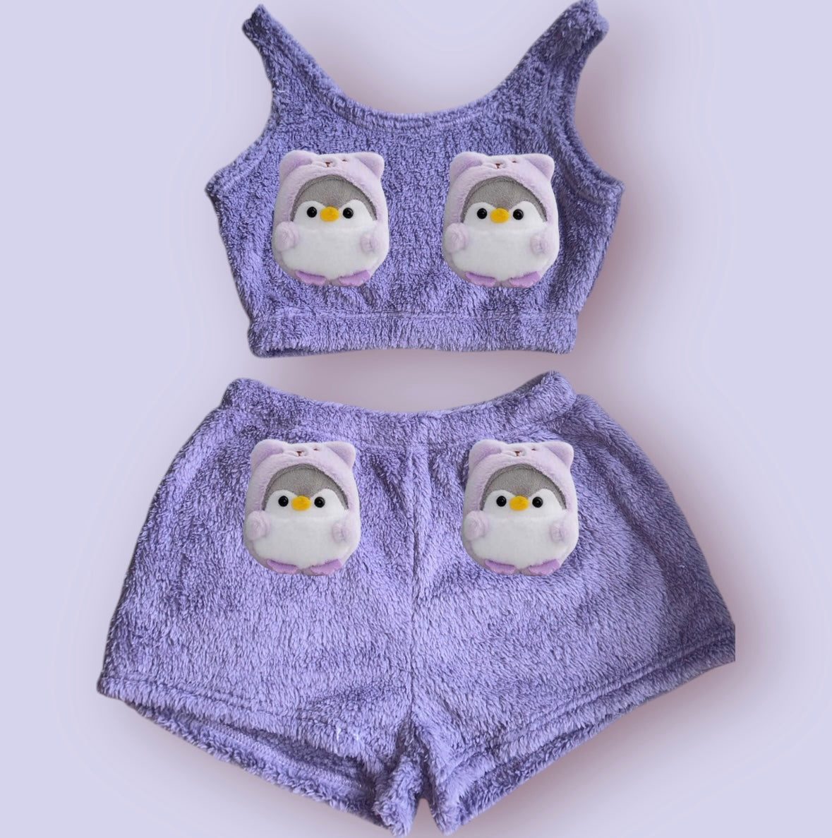 Purple Animals Fluffy Loungewear Set
