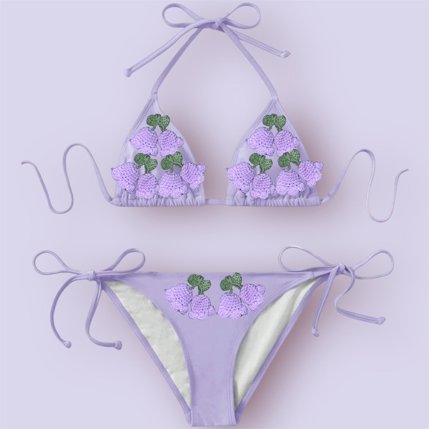 Purple Crochet Flowers Bikini