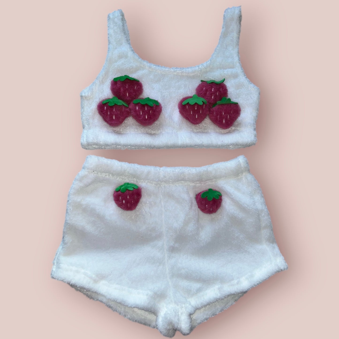 White Fruit Fluffy Loungewear Set