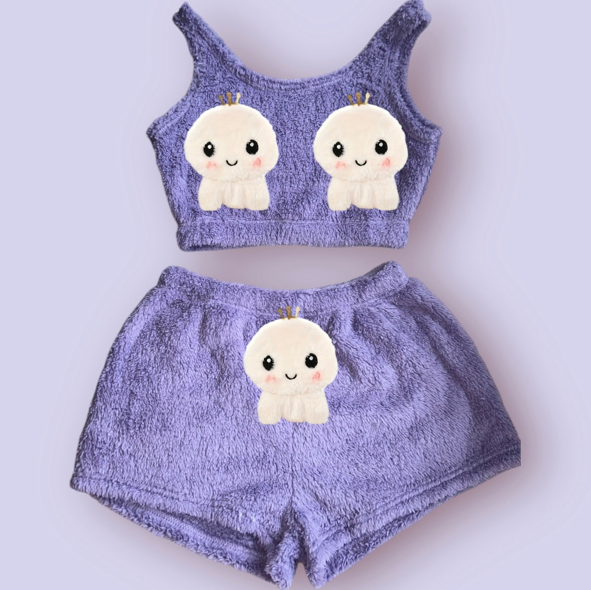 Purple Animals Fluffy Loungewear Set