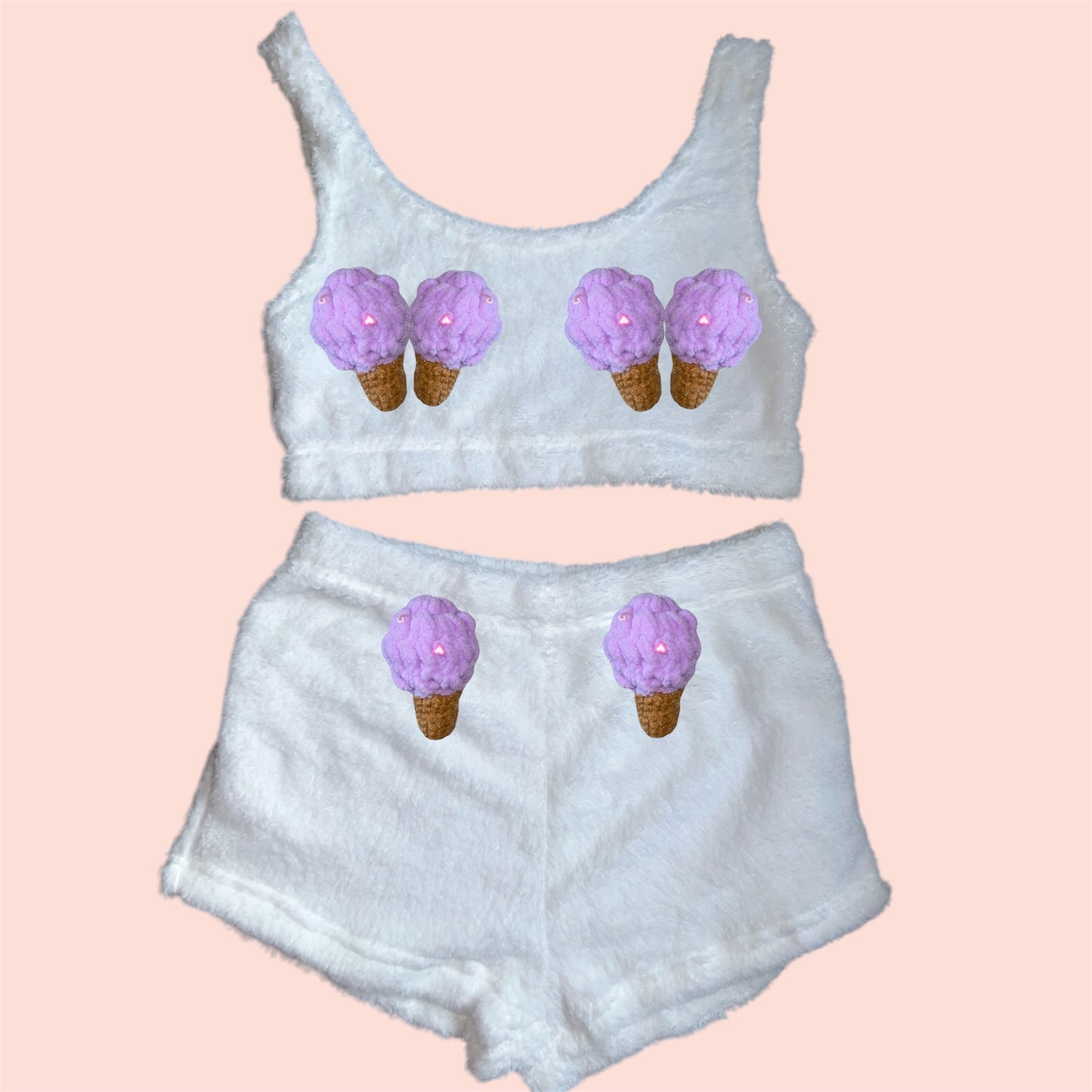 White Food Fluffy Loungewear Set