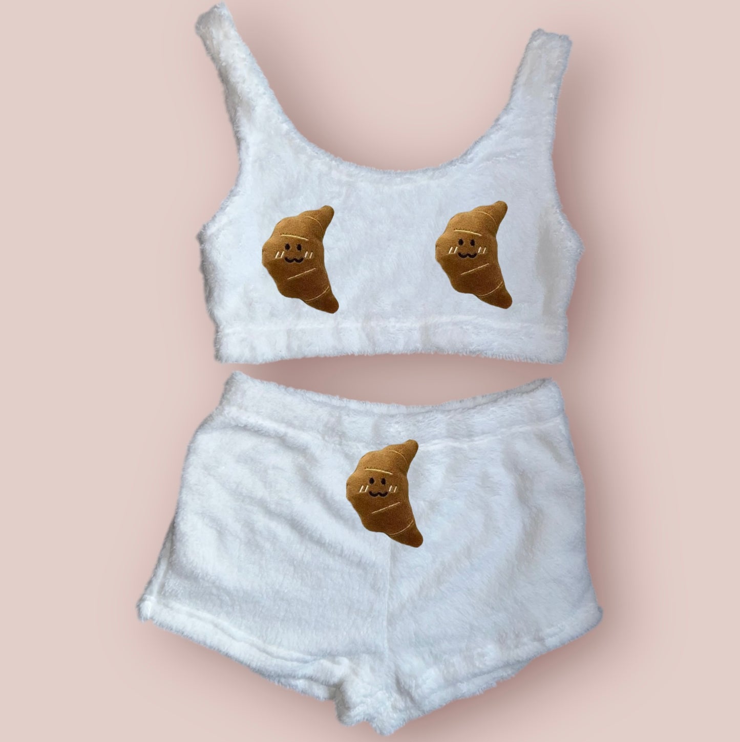 White Food Fluffy Loungewear Set
