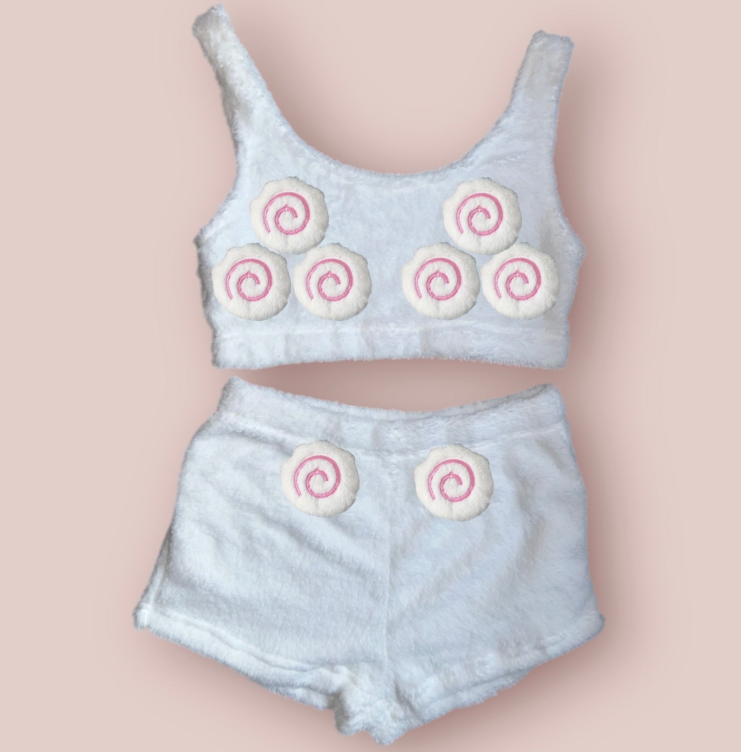White Food Fluffy Loungewear Set