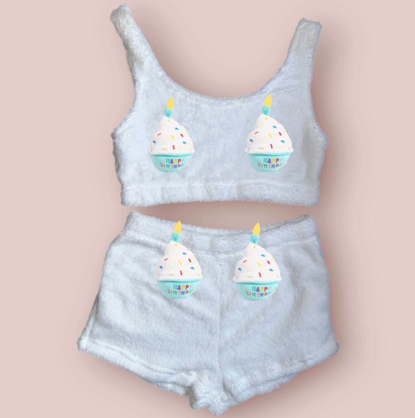 White Food Fluffy Loungewear Set