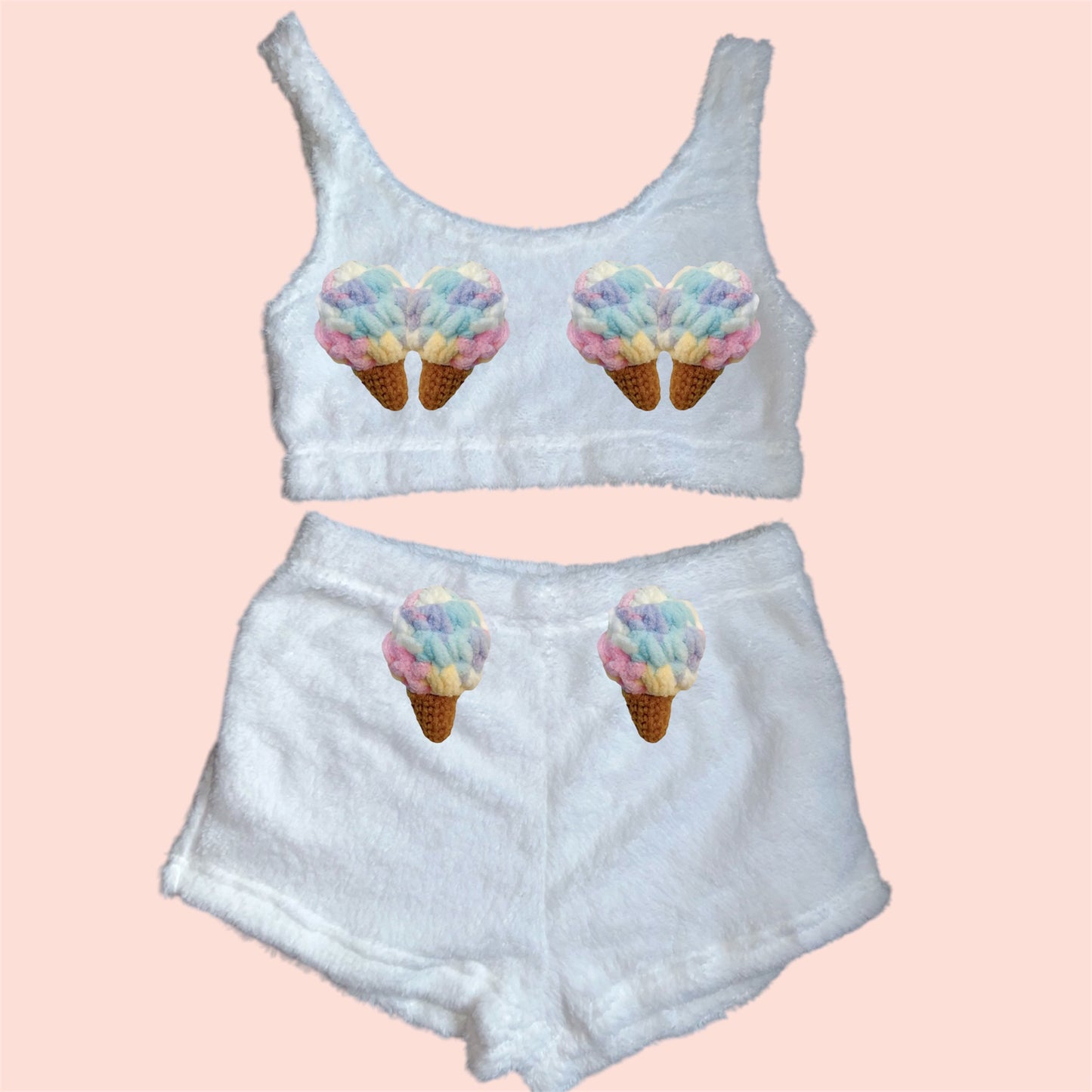 White Food Fluffy Loungewear Set