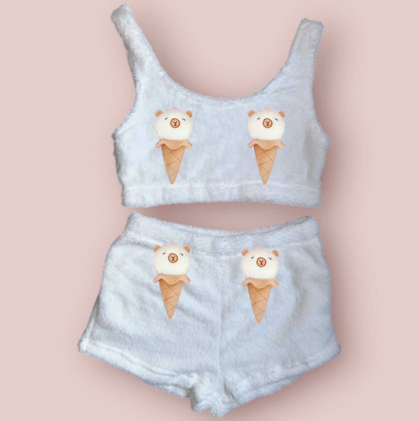 White Food Fluffy Loungewear Set