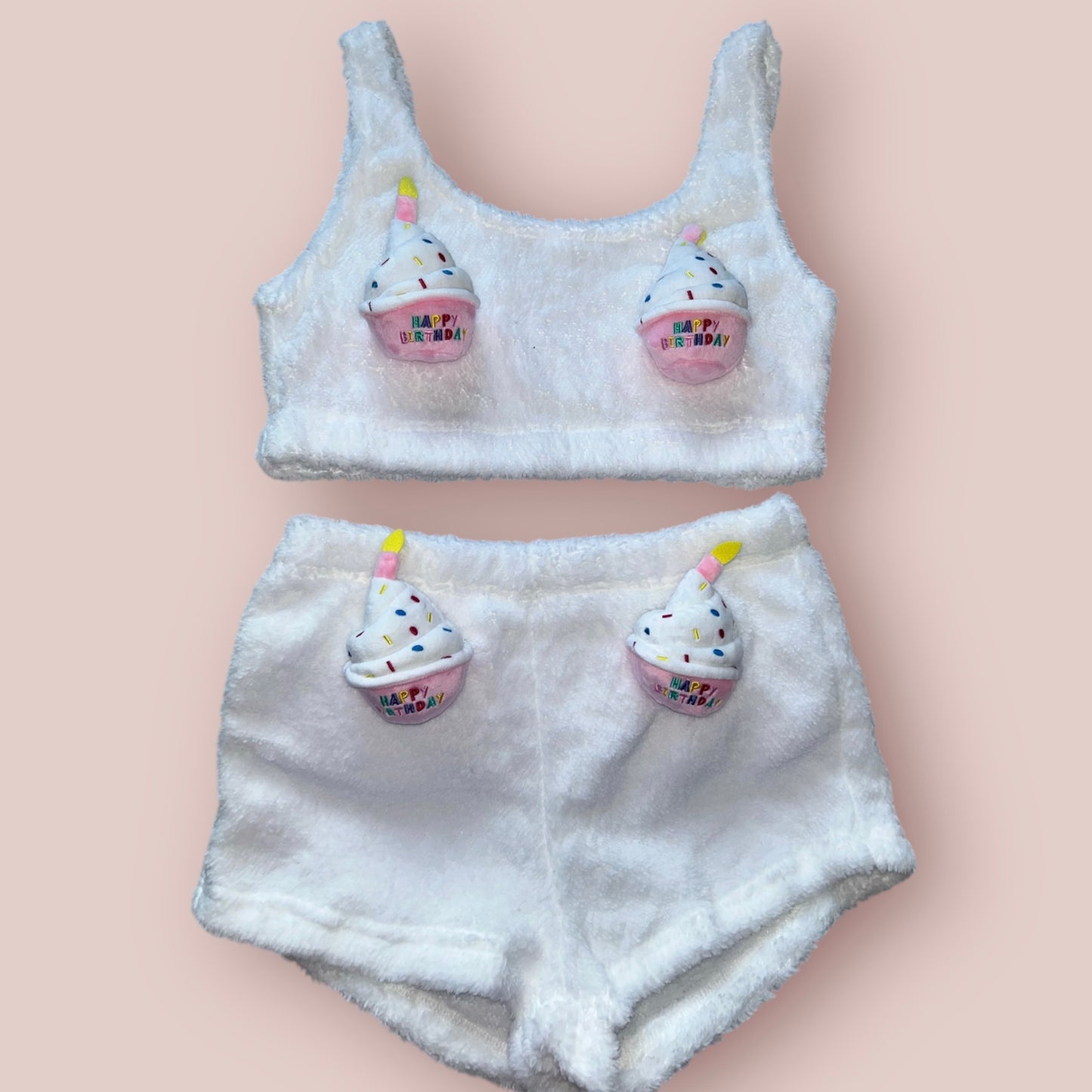 White Food Fluffy Loungewear Set